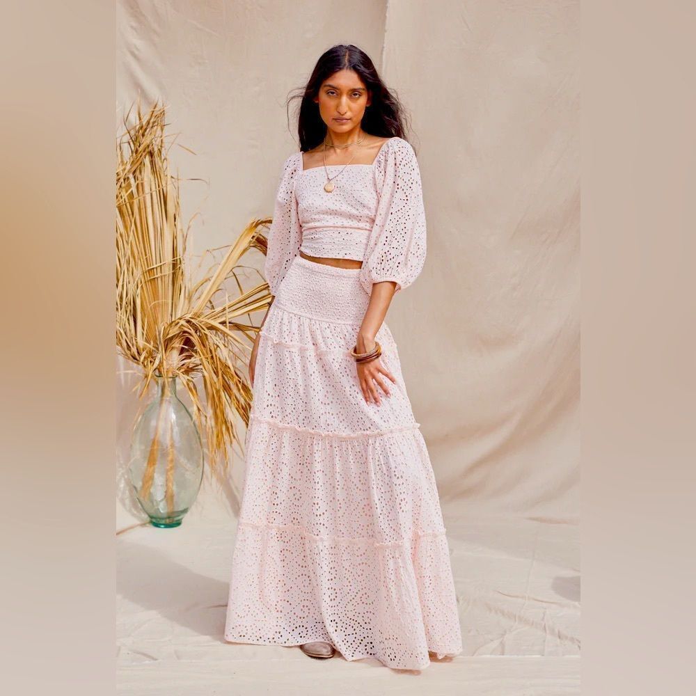 JEN’S PIRATE BOOTY - Baby pink meadow circle maxi skirt - SAMPLE retail- $400